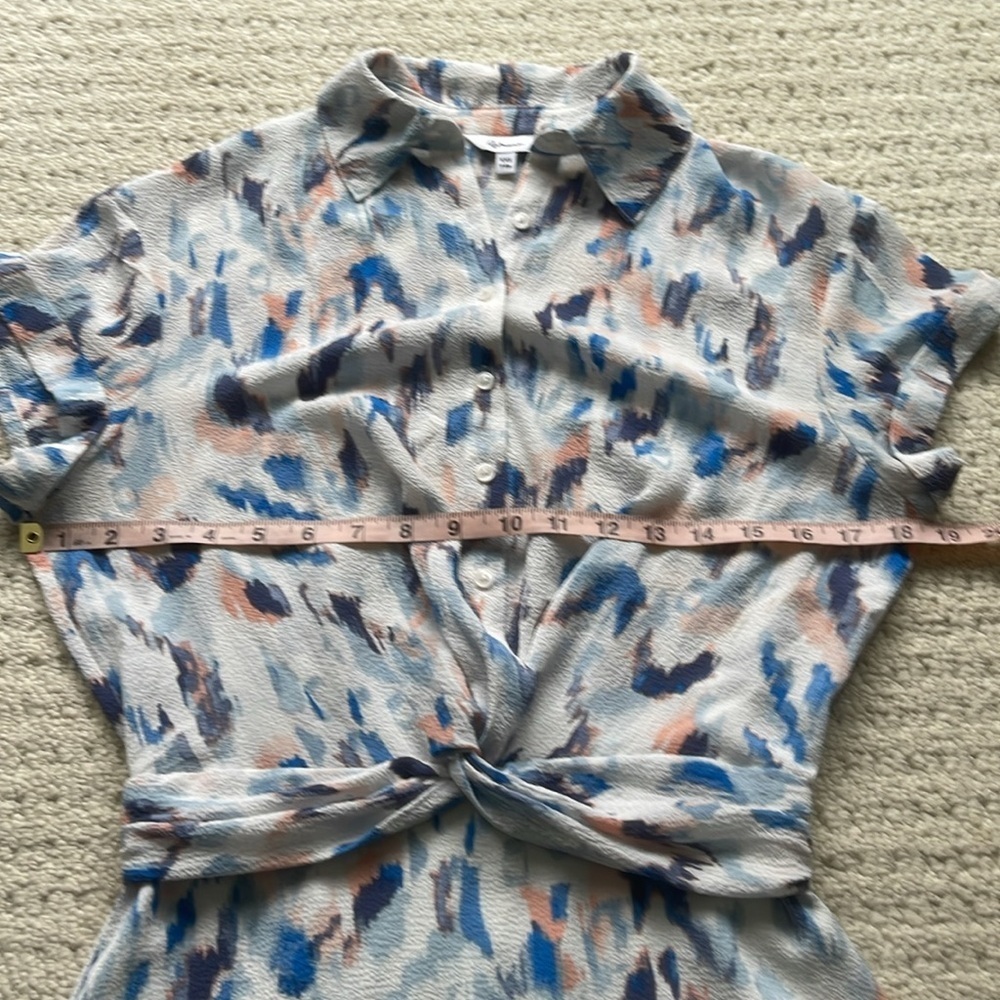 Reitmans Printed Short Sleeve Button-Front Tie-Waist Dress Size XXS - Picture 10 of 13